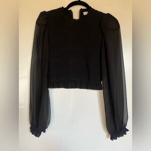 Aritzia Black Sheer Sleeve Blouse